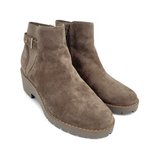 Giani Bernini‎ Taupe Suede Boots Size 9.5M | Ankle Booties Wedge Heel & Zipper